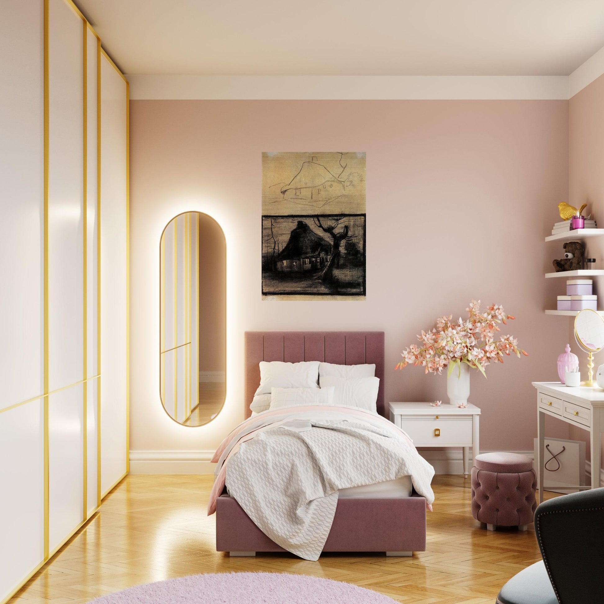 Two Studies of a Cottage - Vincent van Gogh Brushed Aluminum Print - 70x100 cm / 28x40 inches | Vincent van Gogh Aluminum Print | Vincent van Gogh Prints