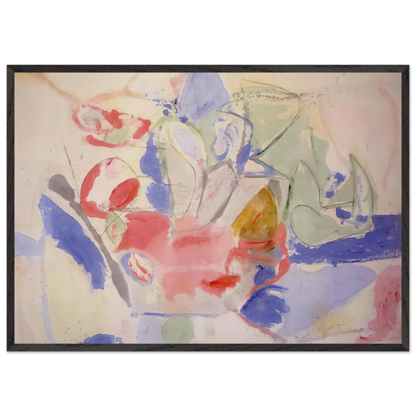 Mountains and Sea - 1952 - Helen Frankenthaler Framed Art Print – Black Wooden Frame - Default Title - -Framed Art Print