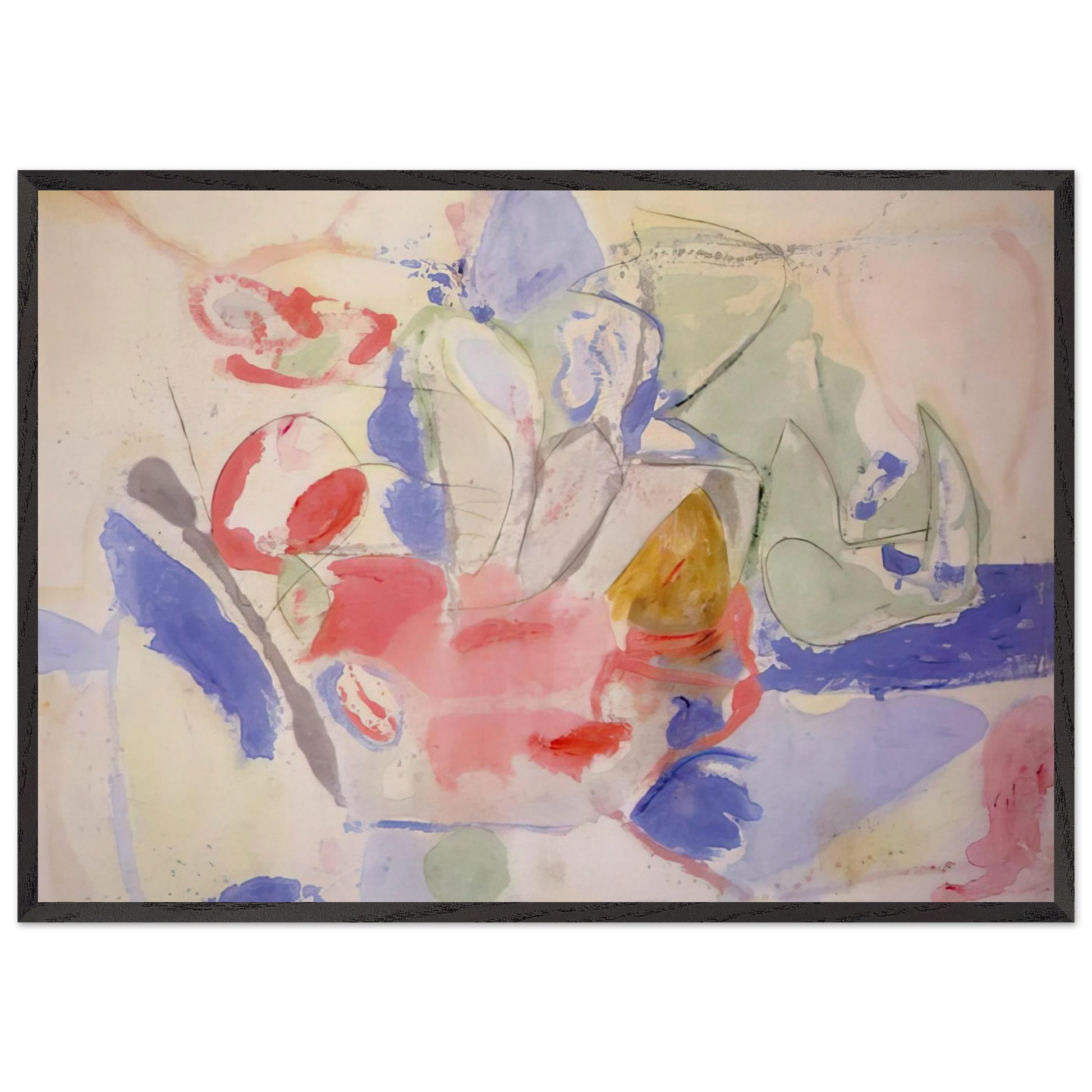 Mountains and Sea - 1952 - Helen Frankenthaler Framed Art Print – Black Wooden Frame - Default Title - -Framed Art Print