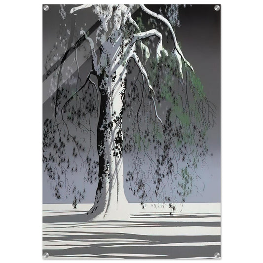 Fir Tree In Snow - Eyvind Earle Acrylic Print - 70x100 cm / 28x40″ inches | Eyvind Earle Wall Art | Eyvind Earle Prints