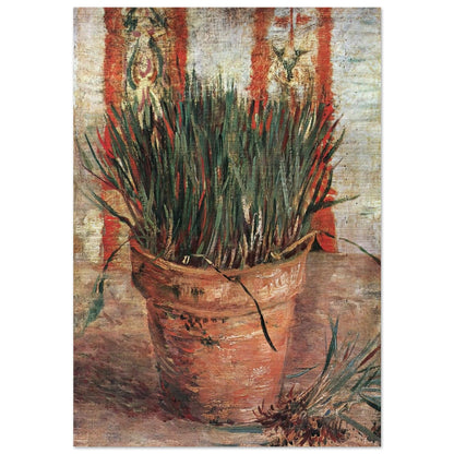 Flowerpot with Chives - Vincent van Gogh Brushed Aluminum Print - 70x100 cm / 28x40 inches | Vincent van Gogh Aluminum Print | Vincent van Gogh Prints