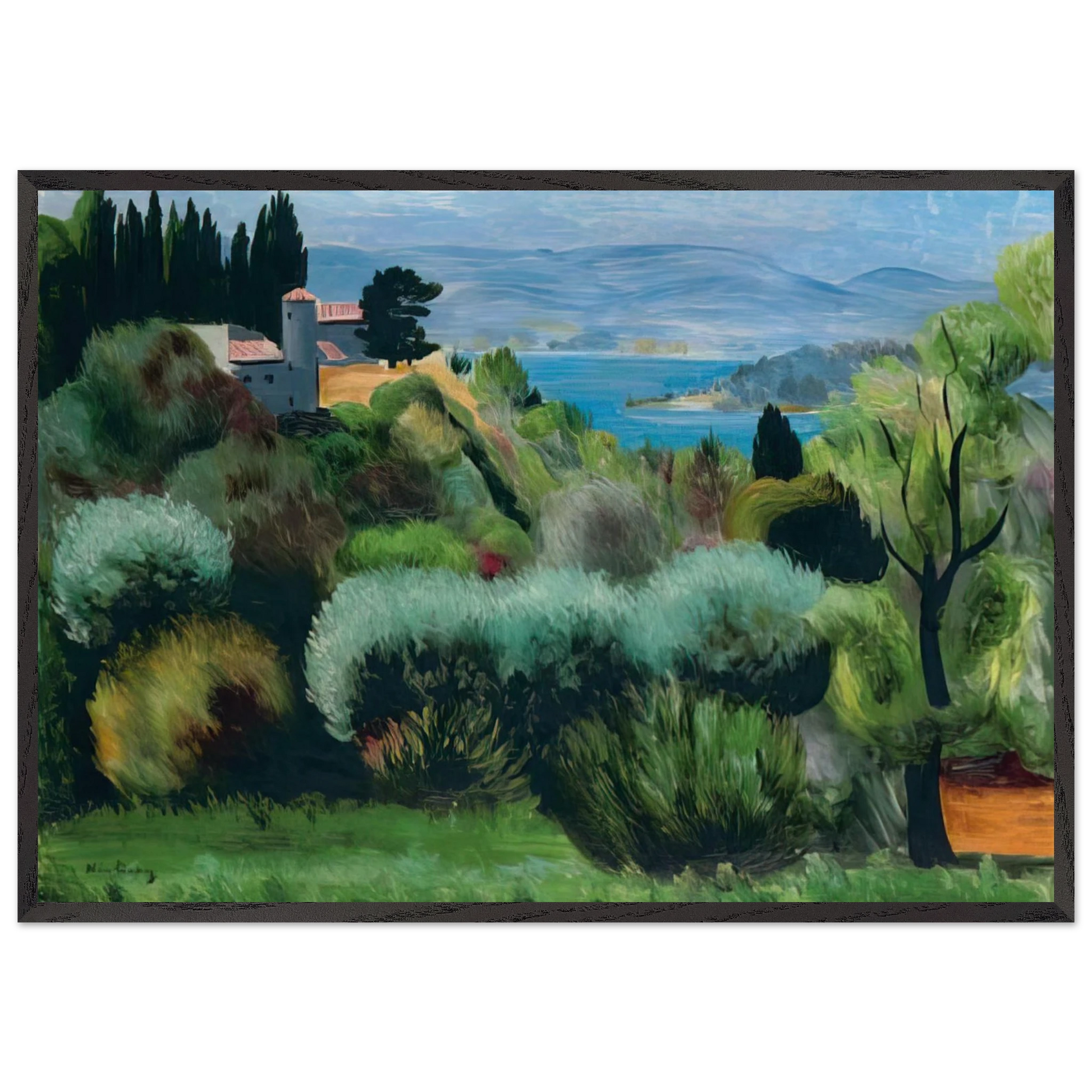 SANARY LANDSCAPE 1937 - Moise Kisling Framed Art Print – Black Wooden Frame - Default Title - -Framed Art Print