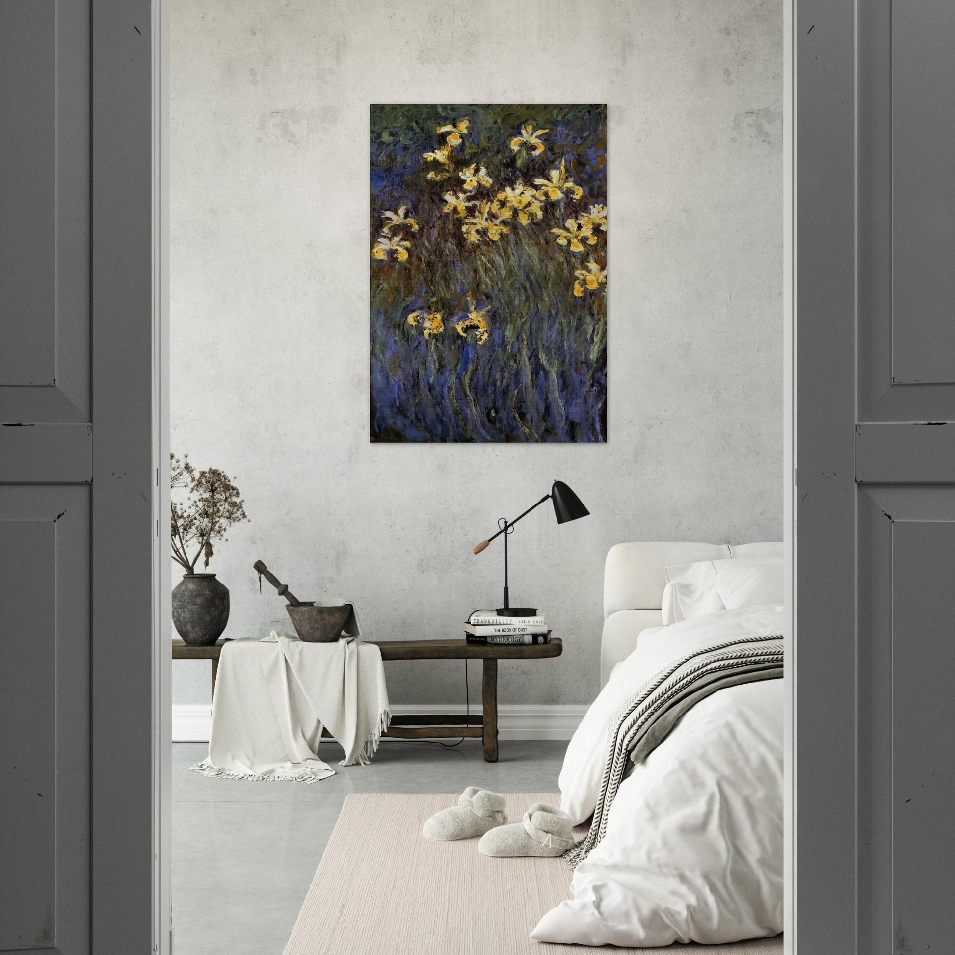 The Yellow Irises - claude monet Brushed Aluminum Print - 70x100 cm / 28x40 inches | claude monet Aluminum Print | claude monet Prints