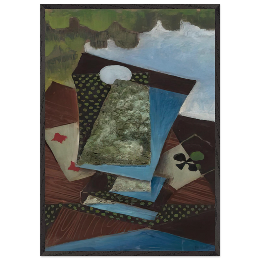 ACE OF CLUBS AND FOUR OF DIAMONDS - Juan Gris Framed Art Print – Black Wooden Frame - Default Title - -Framed Art Print