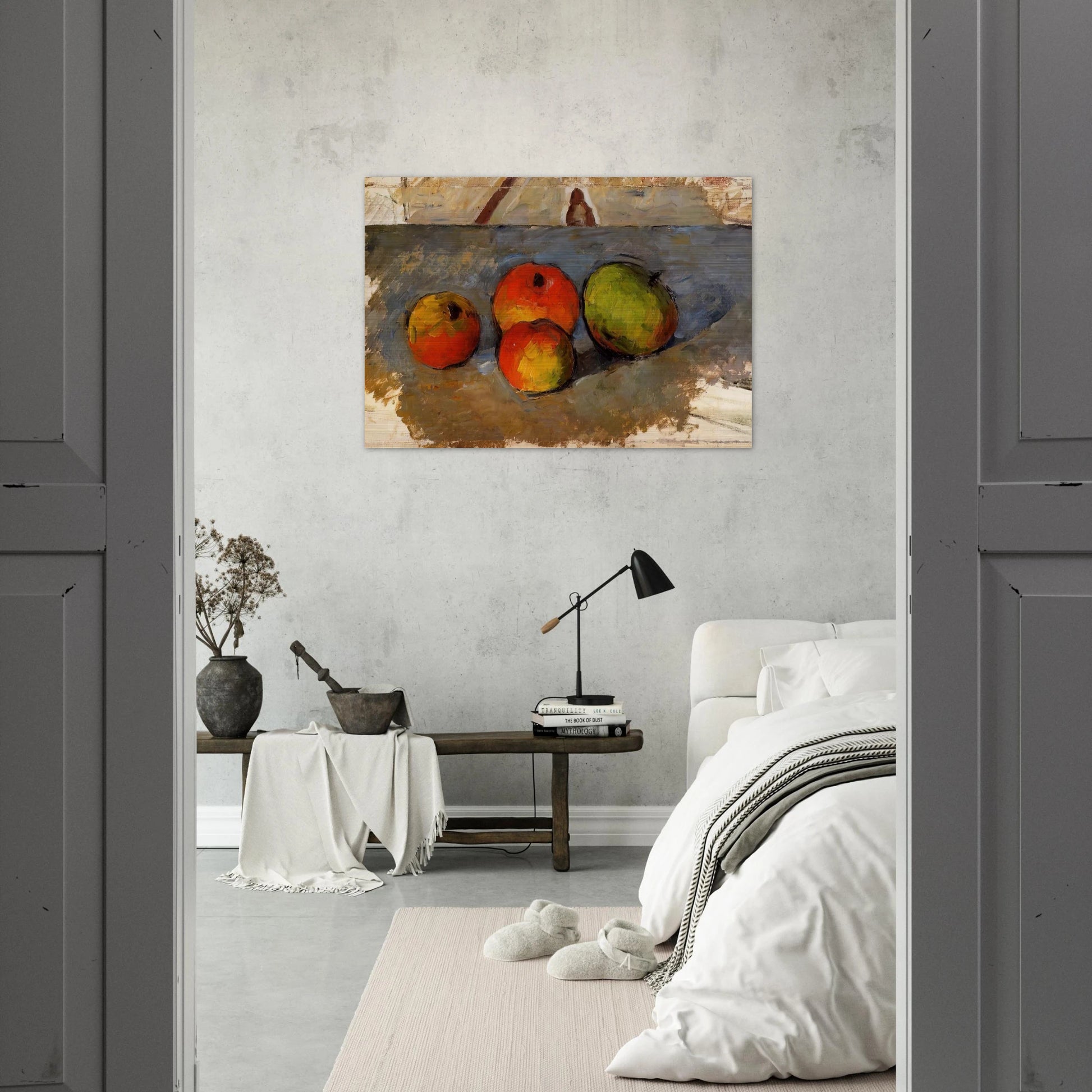 Four Apples - Paul Cézanne Brushed Aluminum Print - 70x100 cm / 28x40 inches | Paul Cézanne Aluminum Print | Paul Cézanne Prints