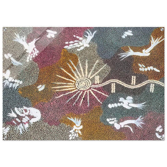 Lightning Dreaming - 1999 - Clifford Possum Tjapaltjarri Acrylic Print - 70x100 cm / 28x40″ inches