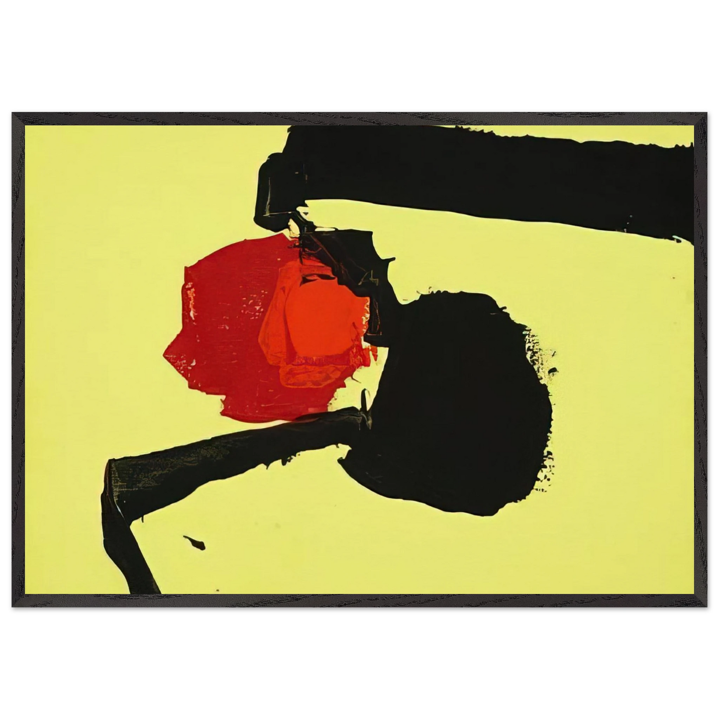 UNTITLED ABSTRACT IN YELLOW BLACK AND RED 1967 - Luis Feito Framed Art Print – Black Wooden Frame - Default Title - -Framed Art Print