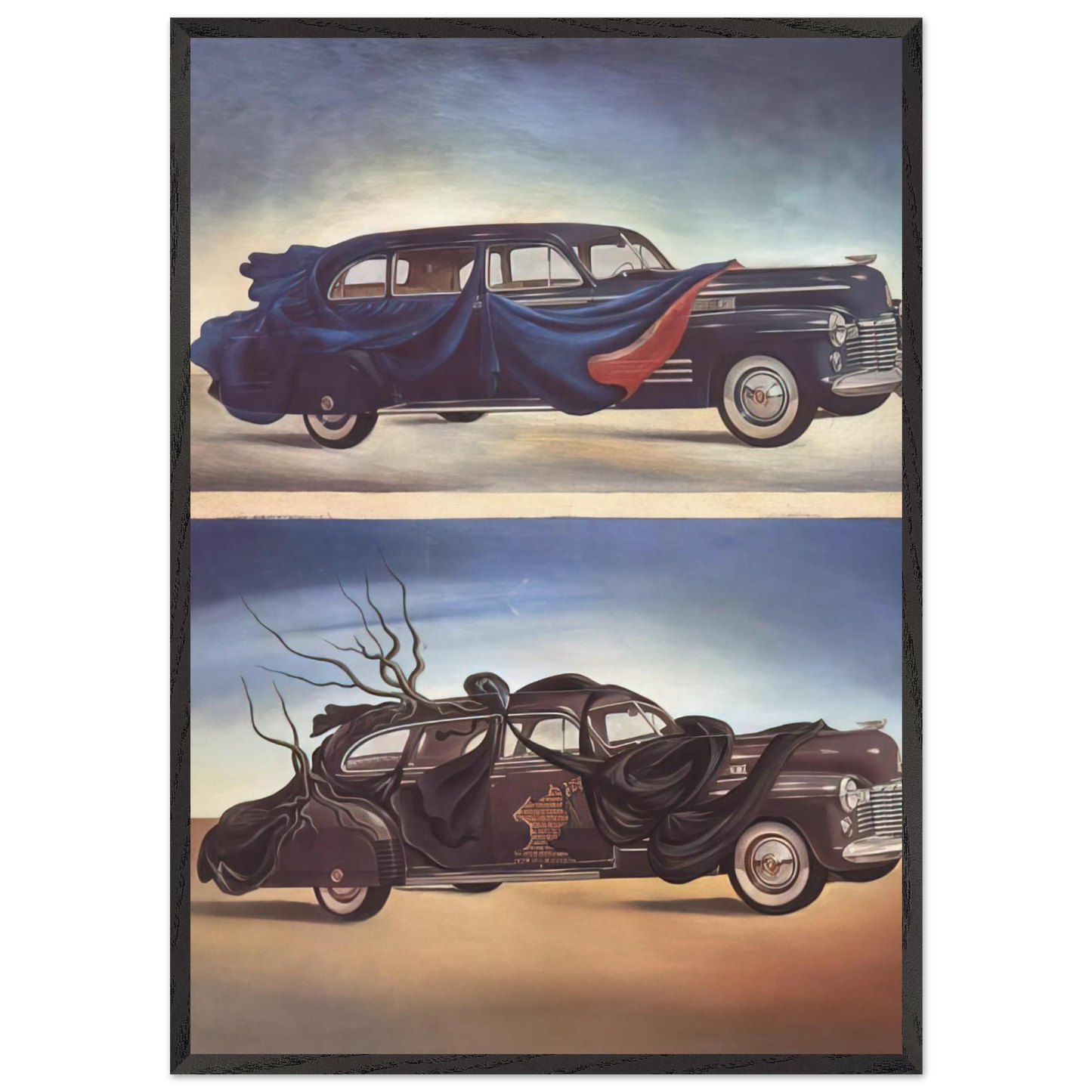 CAR CLOTHING CLOTHED AUTOMOBILE - Salvador Dali Framed Art Print – Black Wooden Frame - Default Title - -Framed Art Print