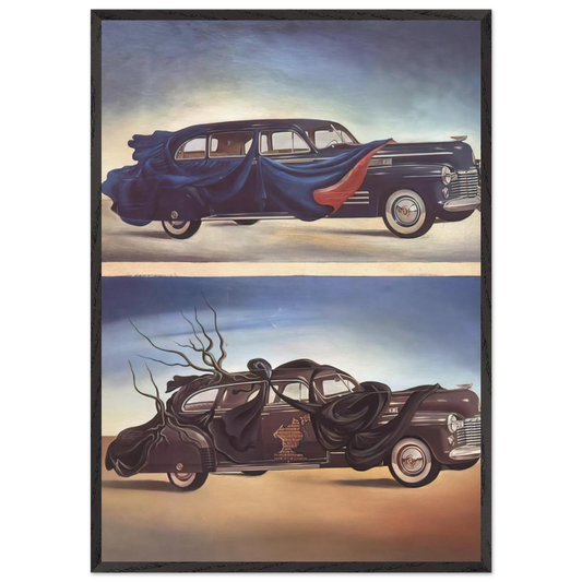 CAR CLOTHING CLOTHED AUTOMOBILE - Salvador Dali Framed Art Print – Black Wooden Frame - Default Title - -Framed Art Print