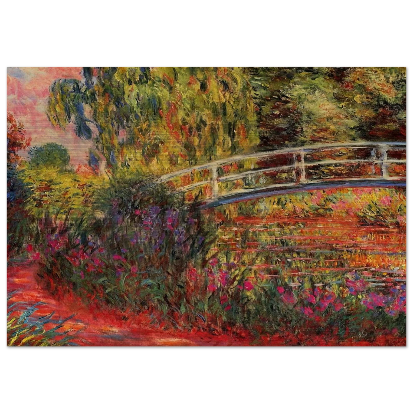 The Japanese Bridge The Water-Lily Pond, Water Irises - claude monet Brushed Aluminum Print - 70x100 cm / 28x40 inches | claude monet Aluminum Print | claude monet Prints