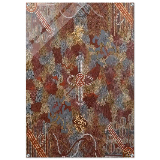 Frog Dreaming - 1989 - Clifford Possum Tjapaltjarri Acrylic Print - 70x100 cm / 28x40″ inches | Clifford Possum Tjapaltjarri Wall Art | Clifford Possum Tjapaltjarri Prints