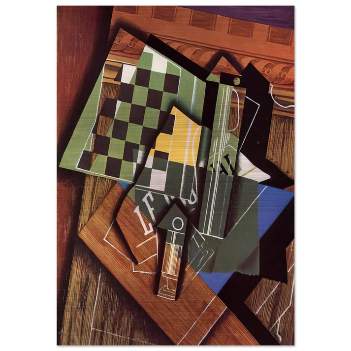 THE CHECKERBOARD 1915 - Juan Gris Brushed Aluminum Print - 70x100 cm / 28x40 inches | Juan Gris Aluminum Print | Juan Gris Prints