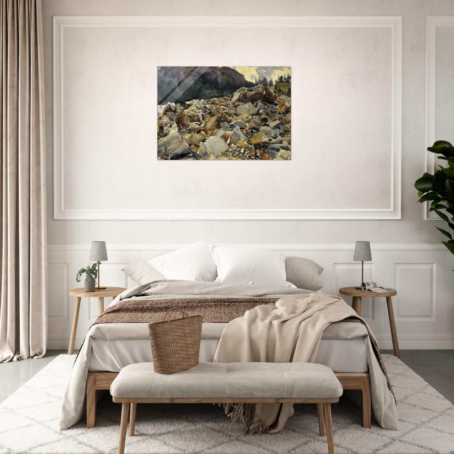 Purtud, Alpine Scene and Boulders - John Singer Sargent Acrylic Print - 70x100 cm / 28x40″ inches