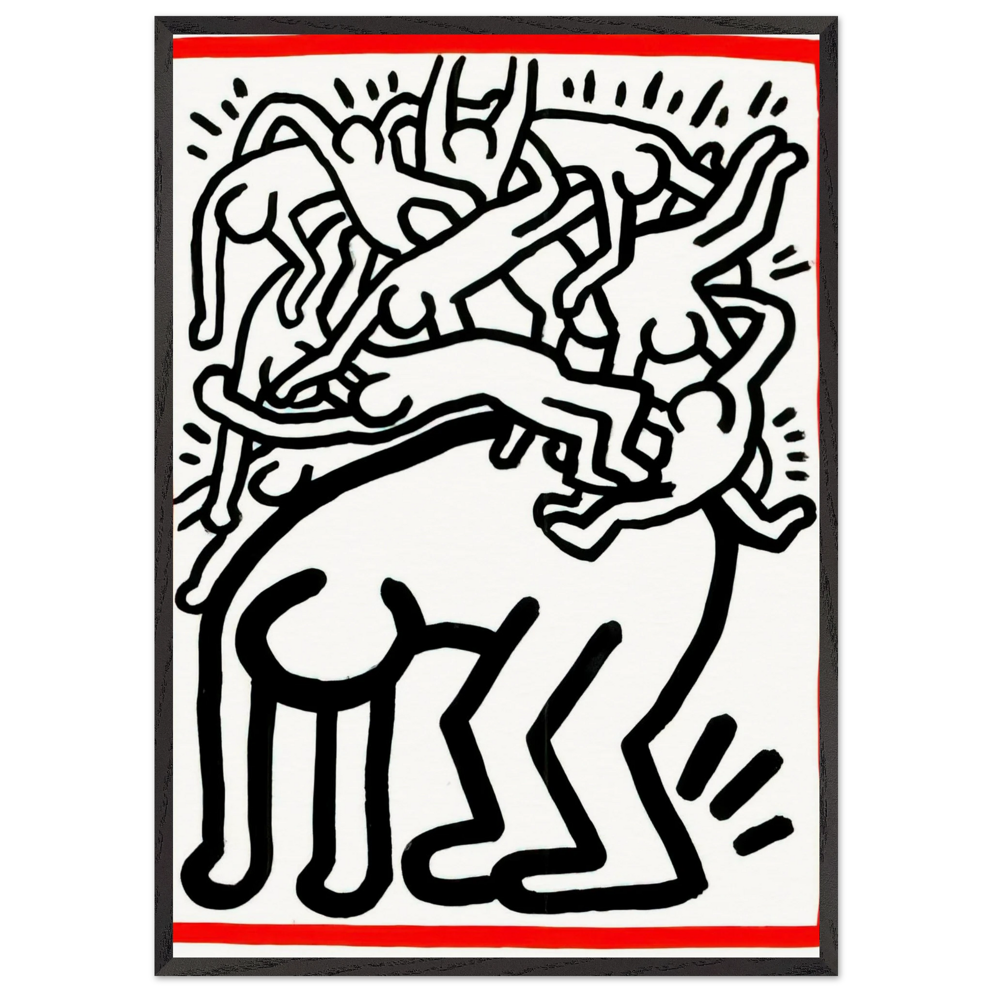 FIGHT AIDS WORLDWIDE 1990 N1 - Keith Haring Framed Art Print – Black Wooden Frame - Default Title - -Framed Art Print