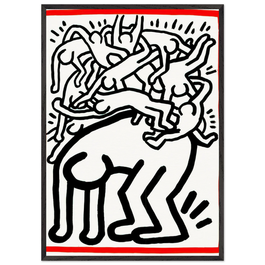 FIGHT AIDS WORLDWIDE 1990 N1 - Keith Haring Framed Art Print – Black Wooden Frame - Default Title - -Framed Art Print