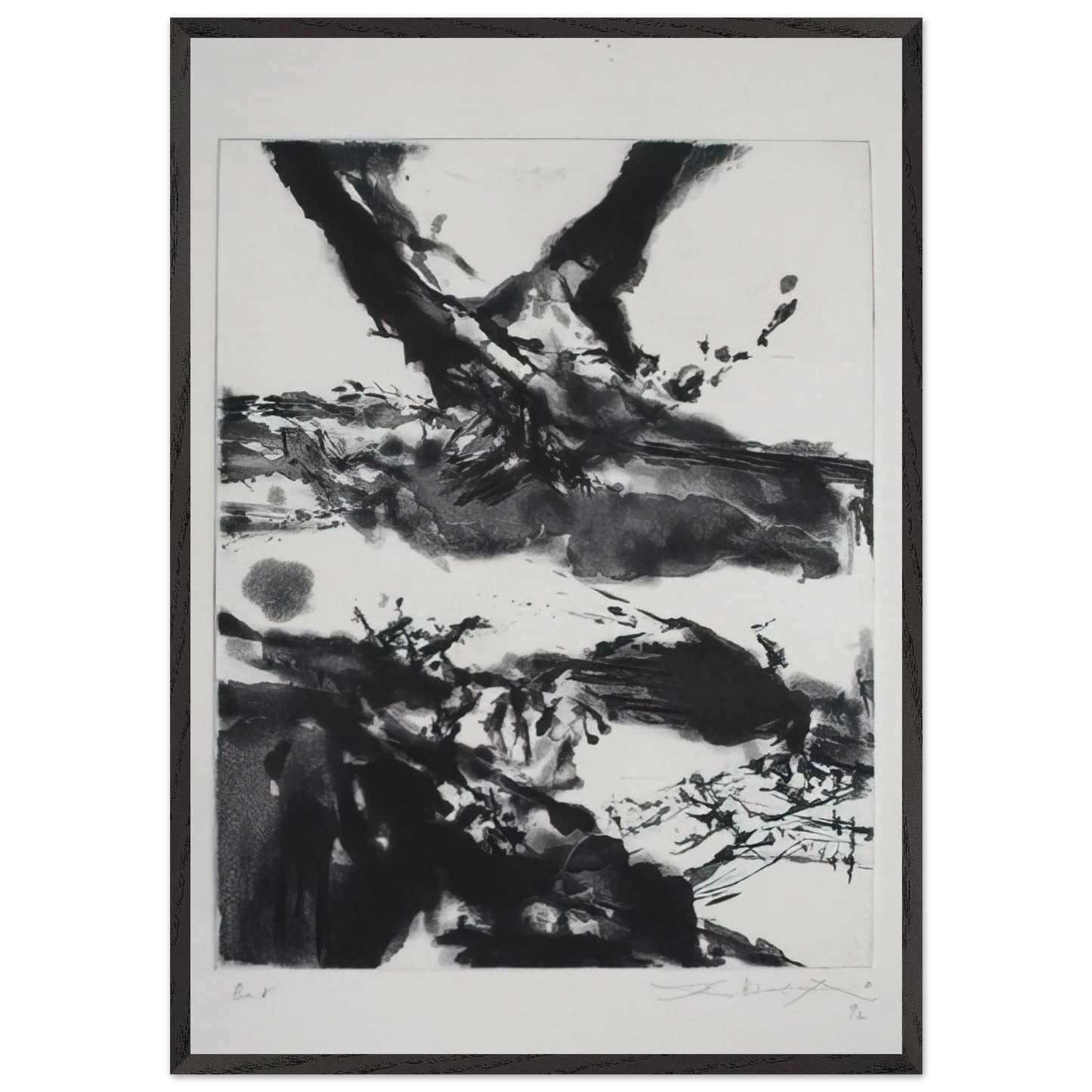 FLASHES 1992 - Zao Wou-Ki Framed Art Print – Black Wooden Frame - Default Title - -Framed Art Print