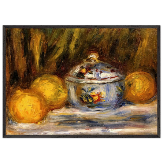 Sugar Bowl and Lemons - Pierre-Auguste Renoir 70x100 cm / 28x40 inches Framed Art Print – Black Wooden Frame