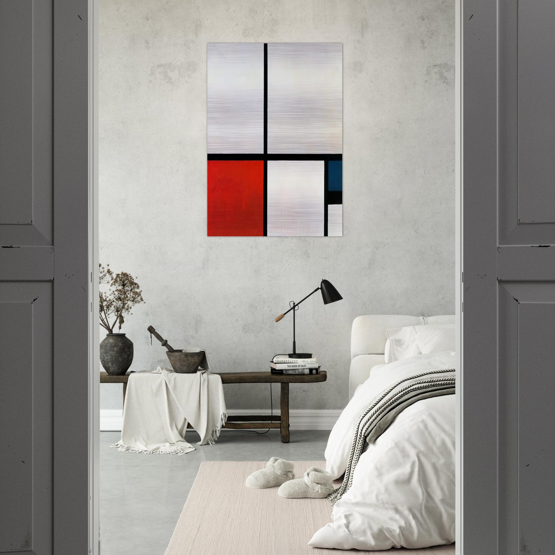 Composition N. 1 with Red and Blue - Piet Mondrian Brushed Aluminum Print - 70x100 cm / 28x40 inches | Piet Mondrian Aluminum Print | Piet Mondrian Prints
