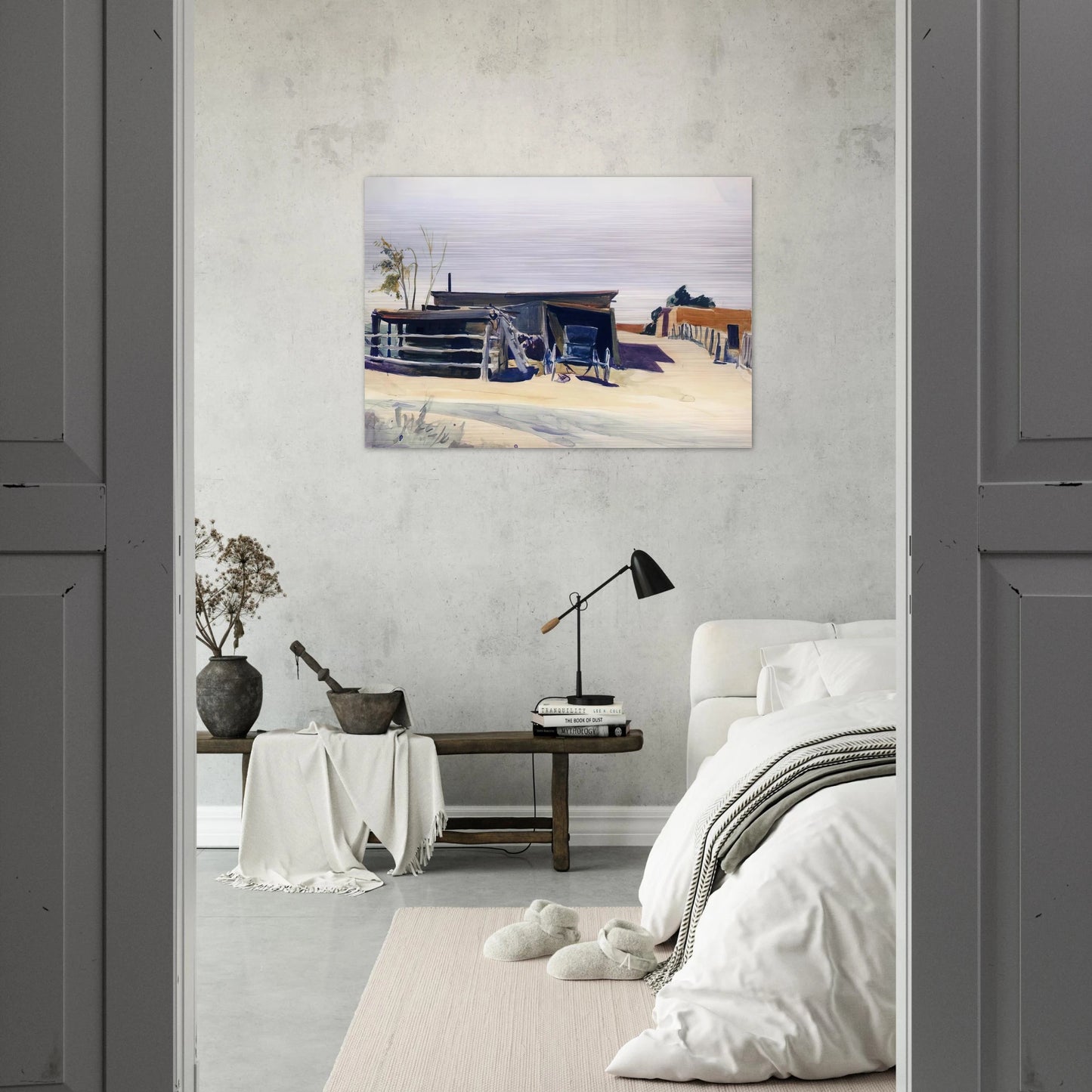 Adobes and Shed, New Mexico - Edward Hopper Brushed Aluminum Print - 70x100 cm / 28x40 inches | Edward Hopper Aluminum Print | Edward Hopper Prints