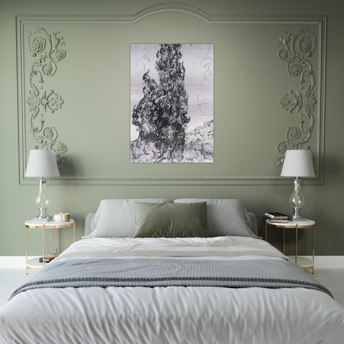 Cypresses - Vincent van Gogh Brushed Aluminum Print - 70x100 cm / 28x40 inches | Vincent van Gogh Aluminum Print | Vincent van Gogh Prints