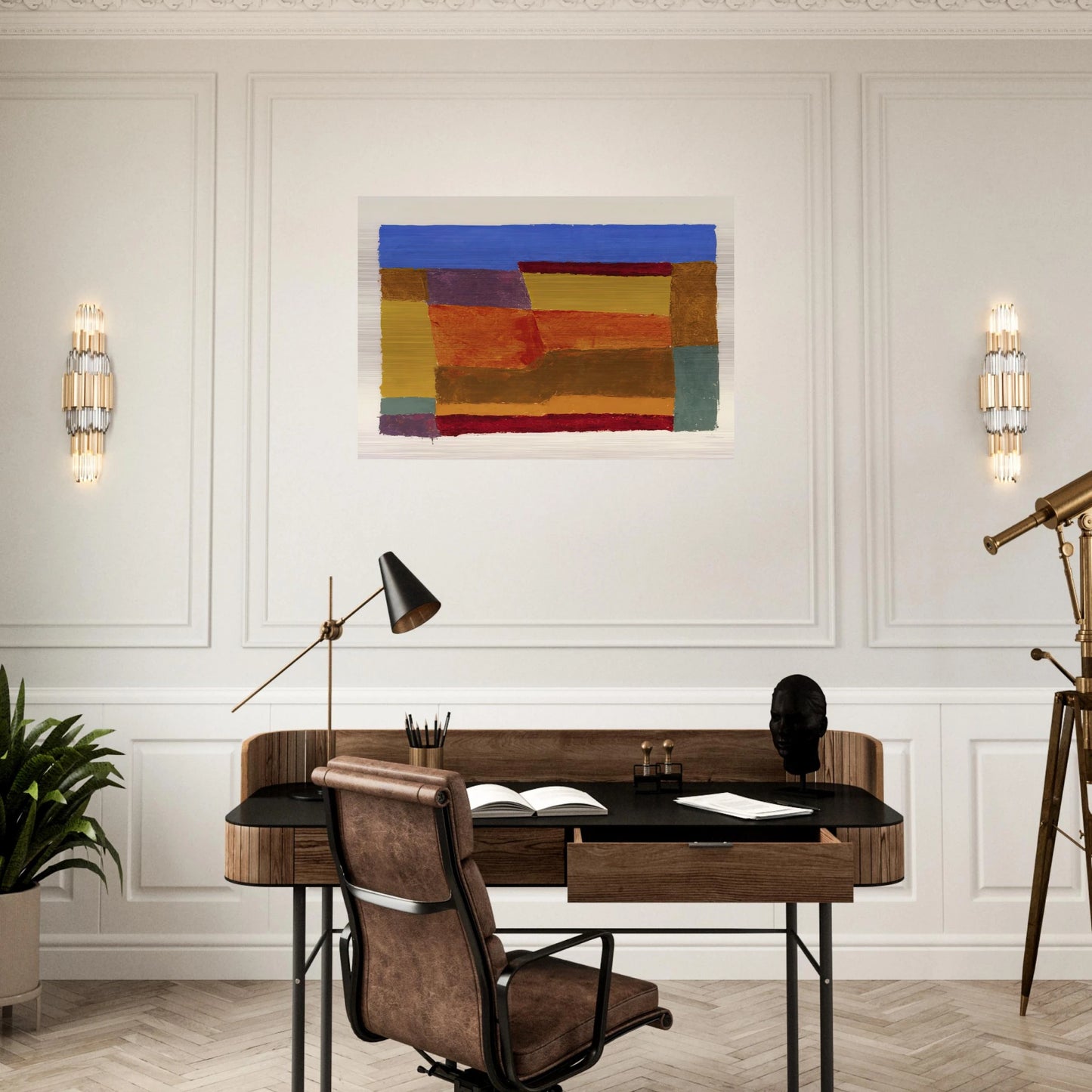 STUDY FOR LAYERED 1940 - Josef Albers Brushed Aluminum Print - 70x100 cm / 28x40 inches | Josef Albers Aluminum Print | Josef Albers Prints