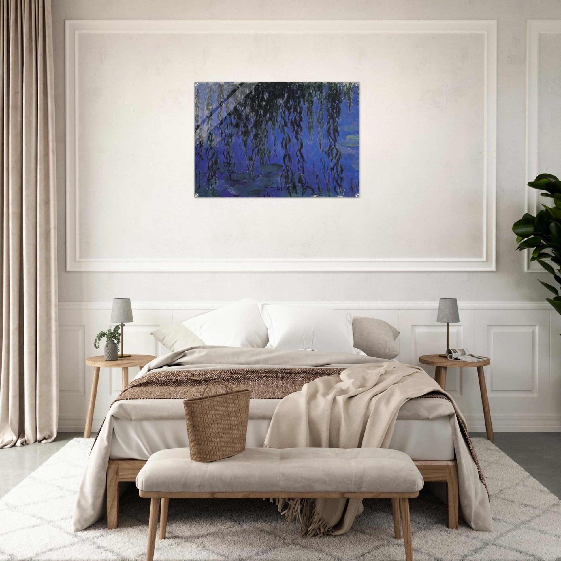 Water Lilies and Weeping Willow Branches - claude monet Acrylic Print - 70x100 cm / 28x40″ inches