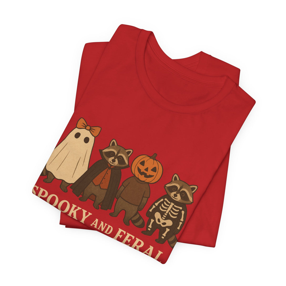Spooky Raccoon Shirt, Funny Halloween Graphic Tee, Cute Vintage Fall T-Shirt, Trendy Womens Halloween Shirt, Feral Raccoon Tee
