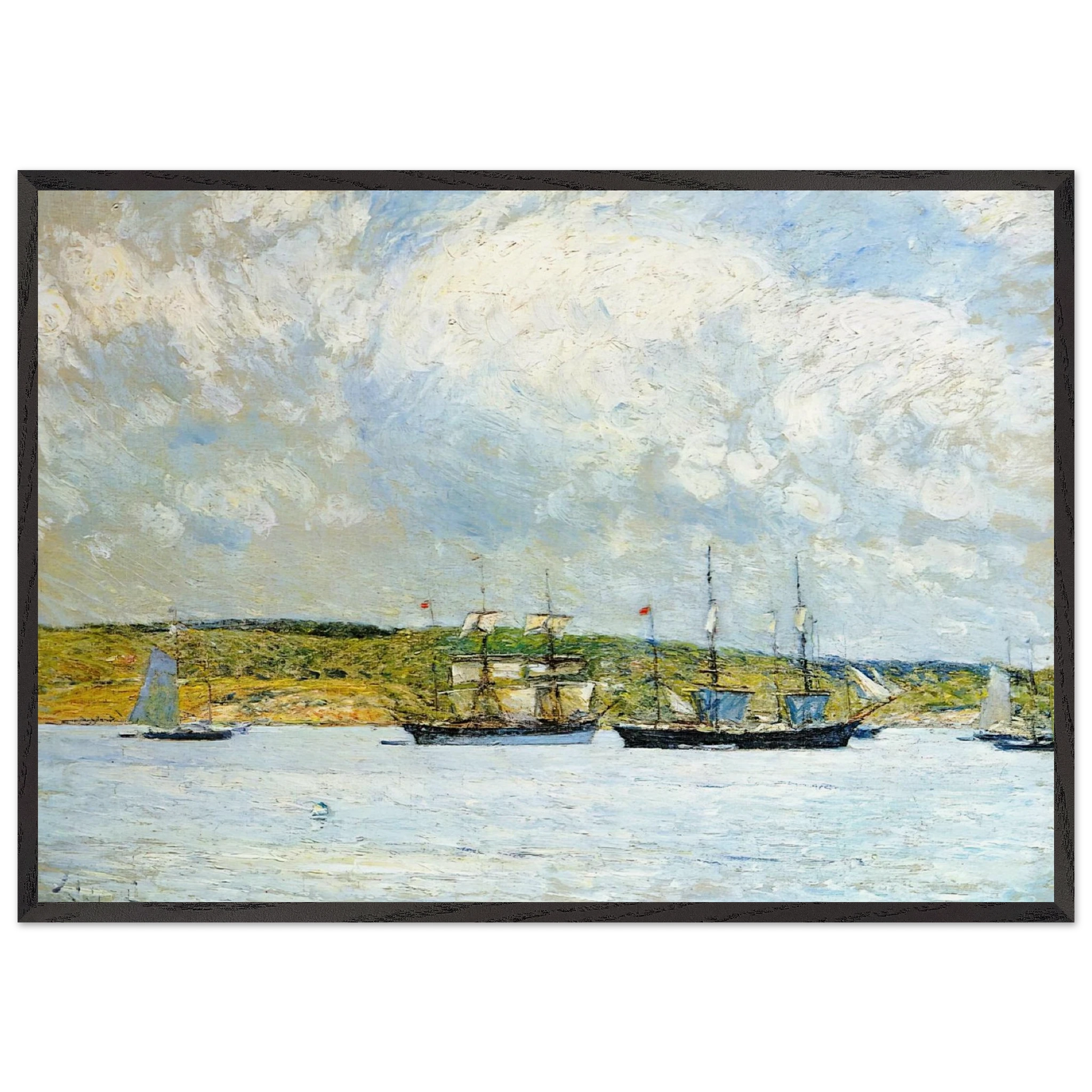 A Parade of Boats - Childe Hassam Framed Art Print – Black Wooden Frame - Default Title - -Framed Art Print