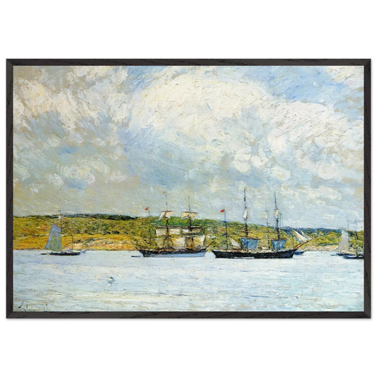 A Parade of Boats - Childe Hassam Framed Art Print – Black Wooden Frame - Default Title - -Framed Art Print