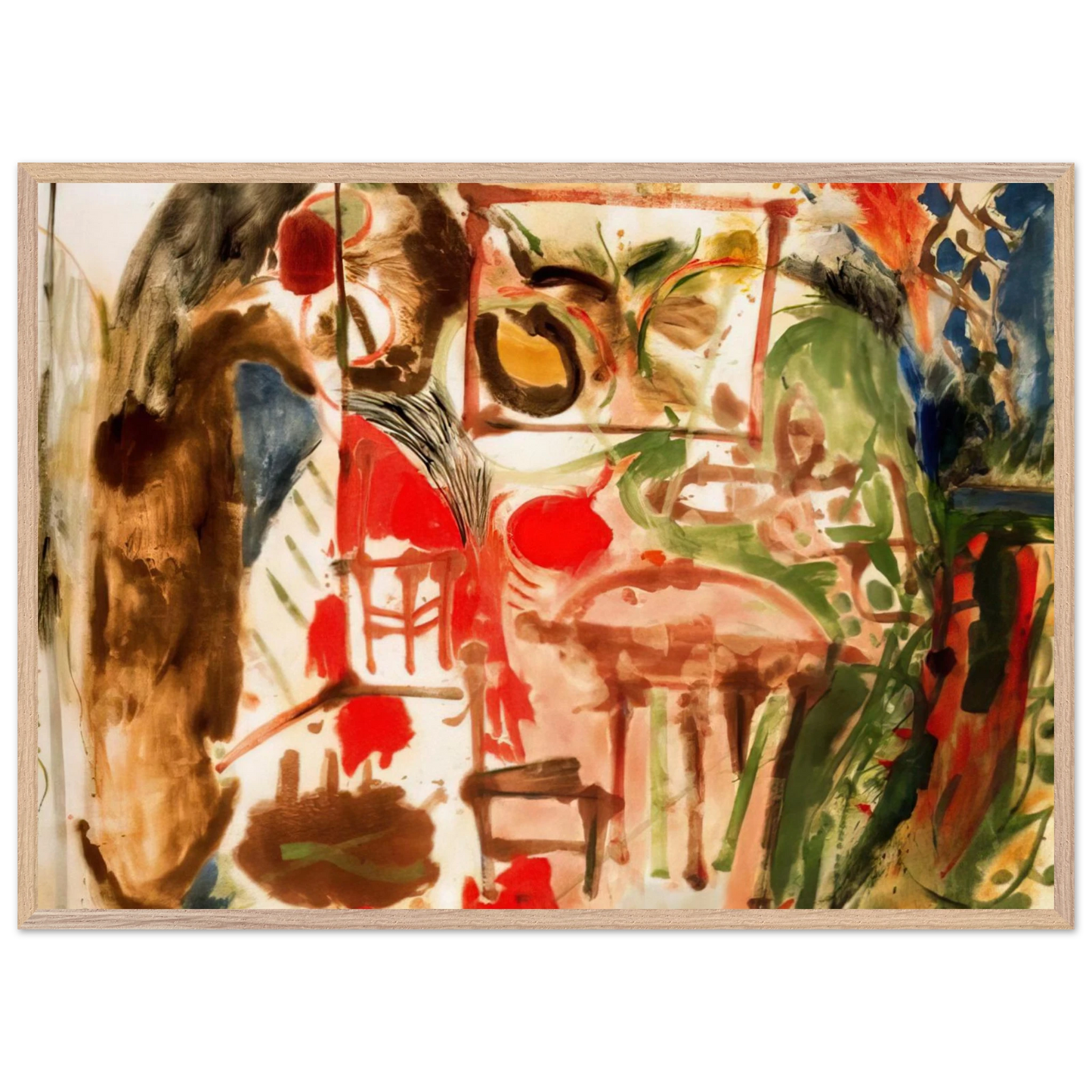 Helen Frankenthaler - Interior - 1957 Wall art - A1 (59.4 x 84.1  cm) - Premium Wooden Framed Poster With Fine Art Paper - White frame