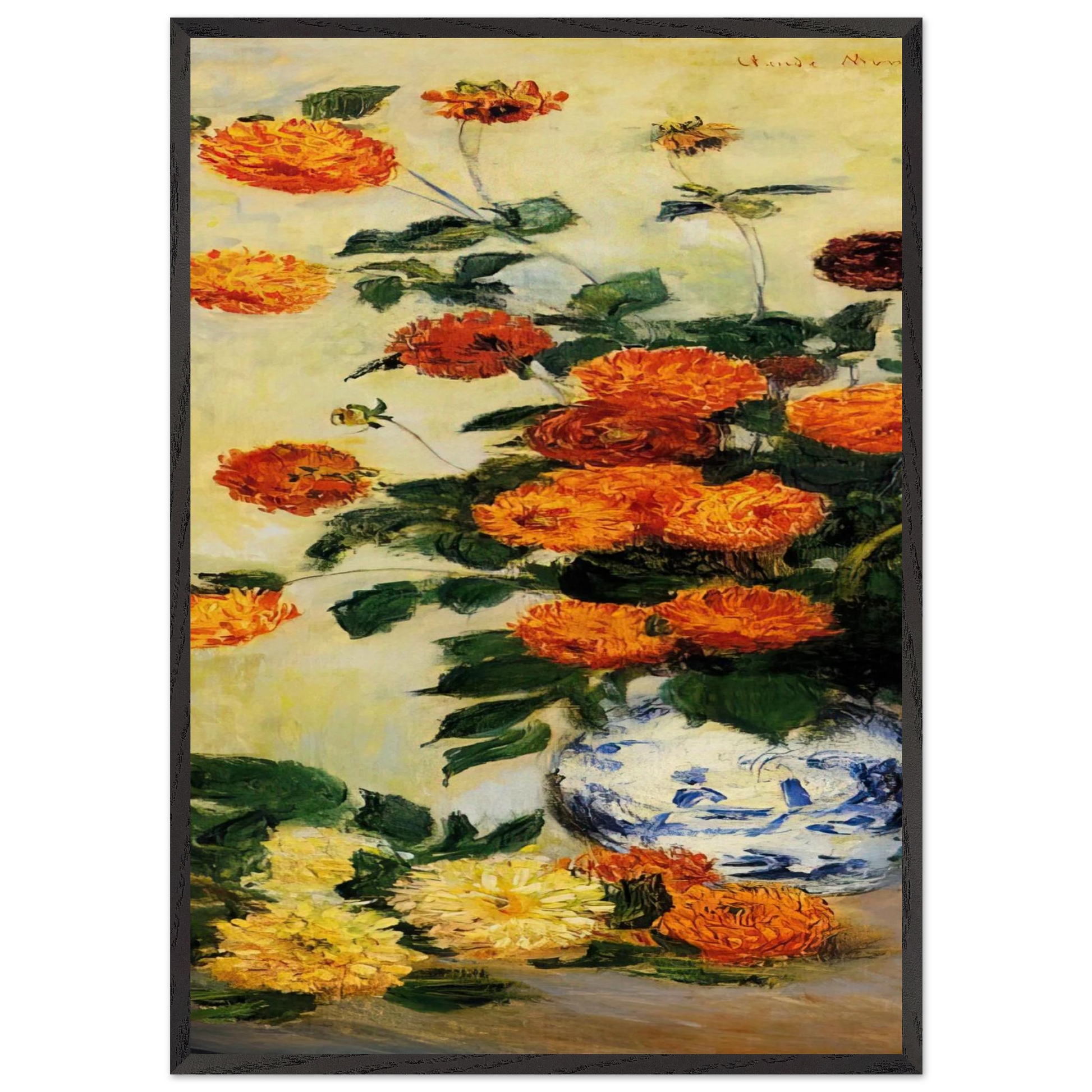 Dahlias N1 - claude monet Framed Art Print – Black Wooden Frame - Default Title - -Framed Art Print