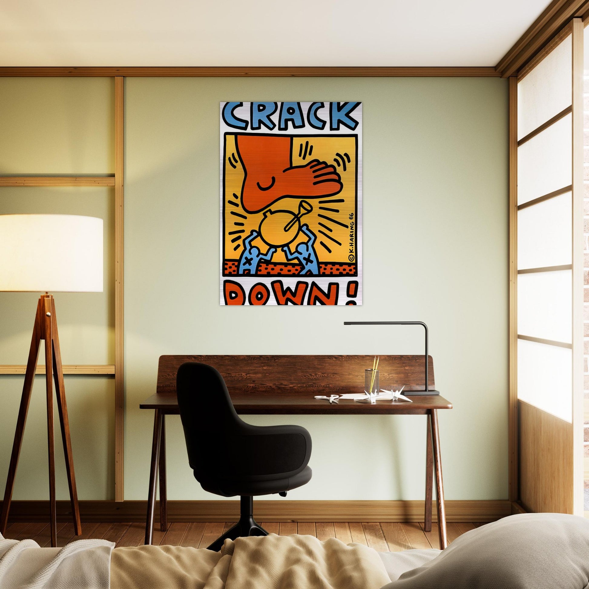 CRACK DOWN 1986 - Keith Haring Brushed Aluminum Print - 70x100 cm / 28x40 inches | Keith Haring Aluminum Print | Keith Haring Prints