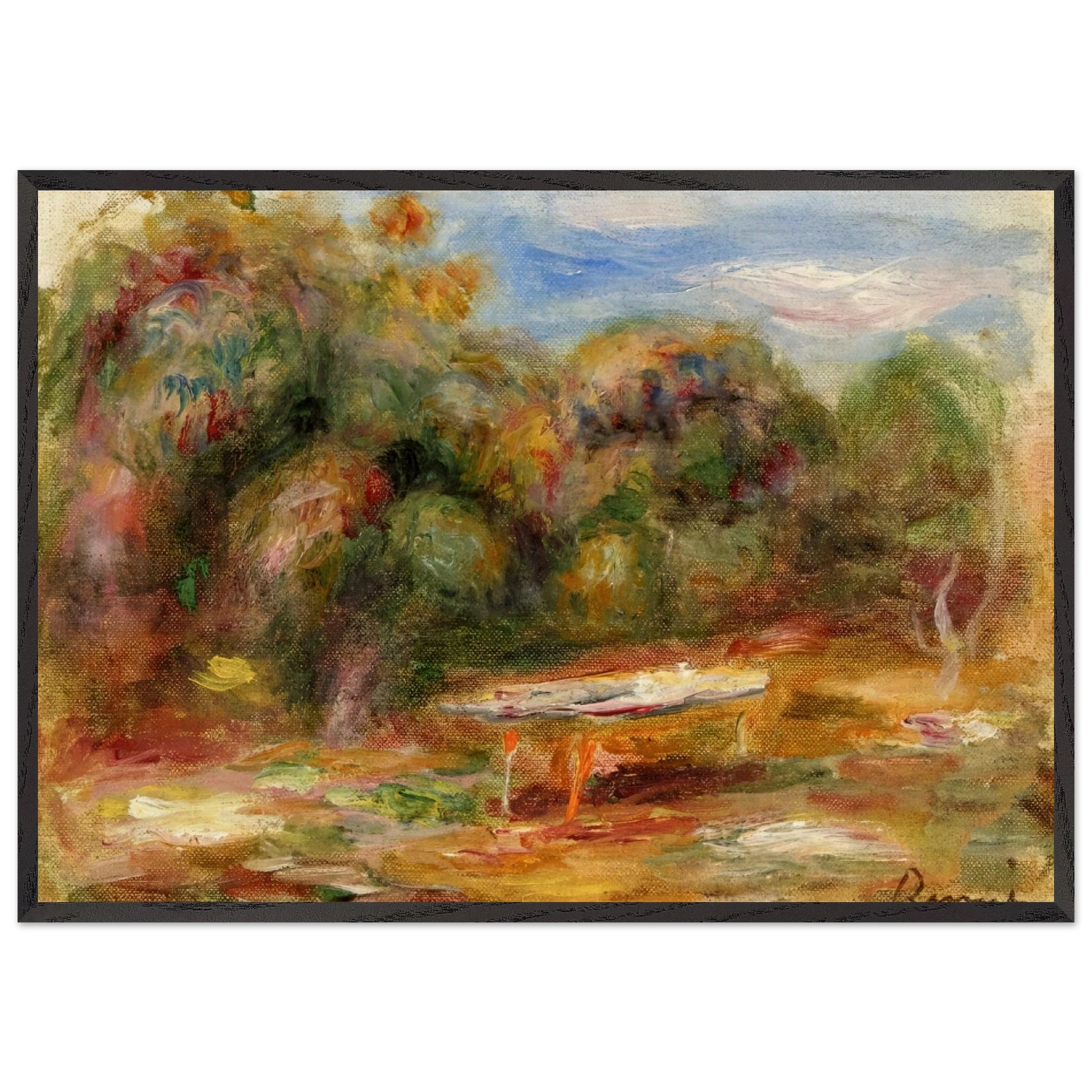 In the Garden at Collettes in Cagnes - Pierre-Auguste Renoir Framed Art Print – Black Wooden Frame - Default Title - -Framed Art Print
