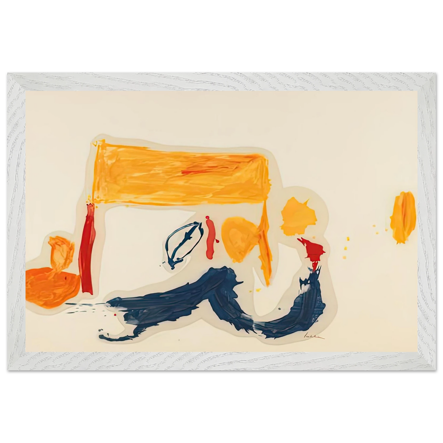 Helen Frankenthaler - Yellow Games, 1962- Wall Art - 60x80 cm / 24x32 inches - Premium Wooden Framed Poster With Fine Art Paper - Black frame
