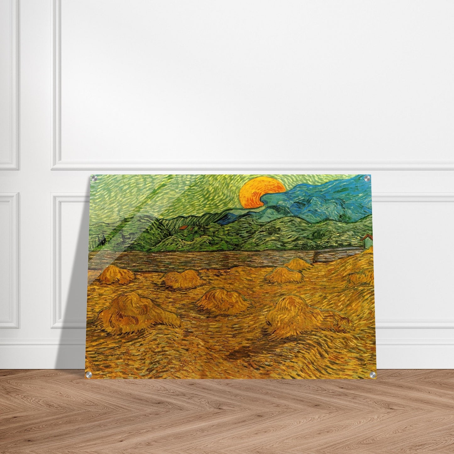 Evening Landscape with Rising Moon - Vincent van Gogh Acrylic Print - 70x100 cm / 28x40″ inches | Vincent van Gogh Wall Art | Vincent van Gogh Prints