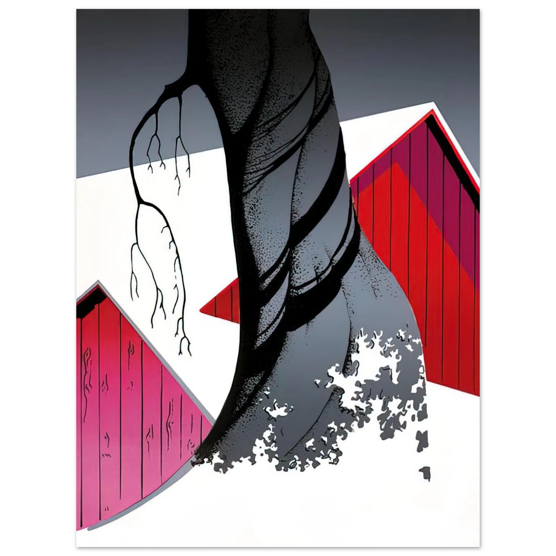 Eyvind Earle - Red Barn and Grey Sky Fine Art Poster - Default Title