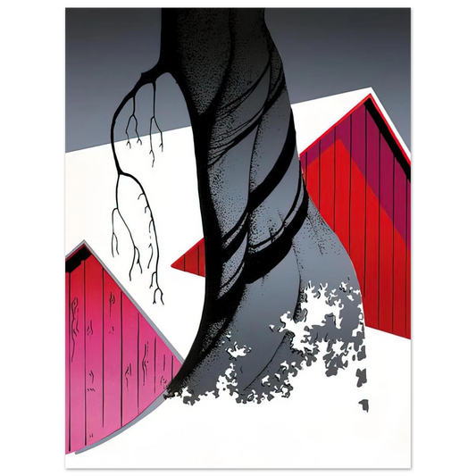 Eyvind Earle - Red Barn and Grey Sky Fine Art Poster - Default Title