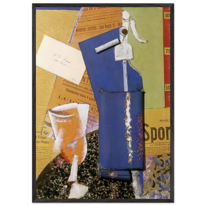 STILL LIFE WITH SYPHON SODA WATER 1914 - Carlo Carra 70x100 cm / 28x40 inches Framed Art Print – Black Wooden Frame