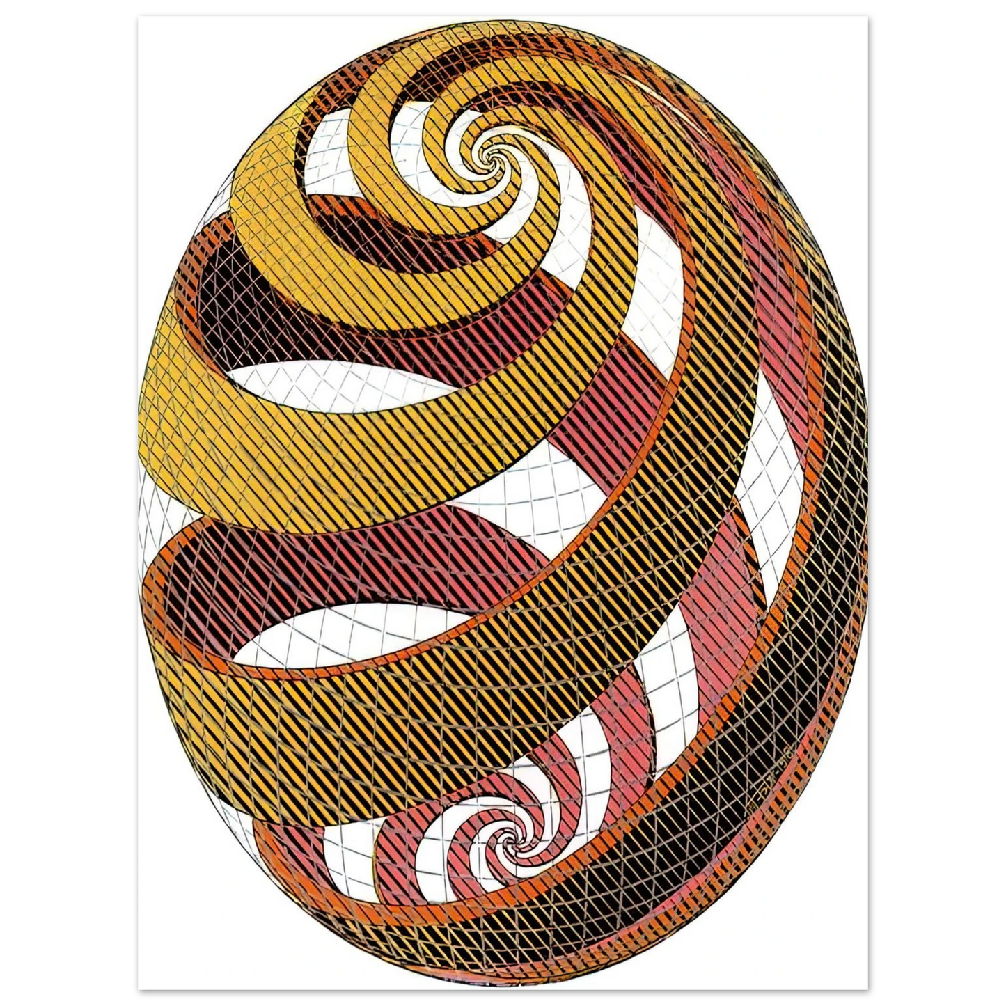 MC Escher - SPHERE SPIRALS Wall Art - 21x29.7 cm / 8x12" - Fine Art Poster - -