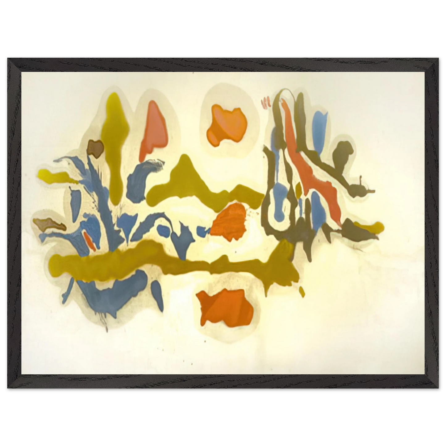 Helen Frankenthaler - Seascape with Dunes - 1962 Wall art - 28x43  cm / XL (11x17 inches) - Premium Wooden Framed Poster With Fine Art Paper - Wood frame