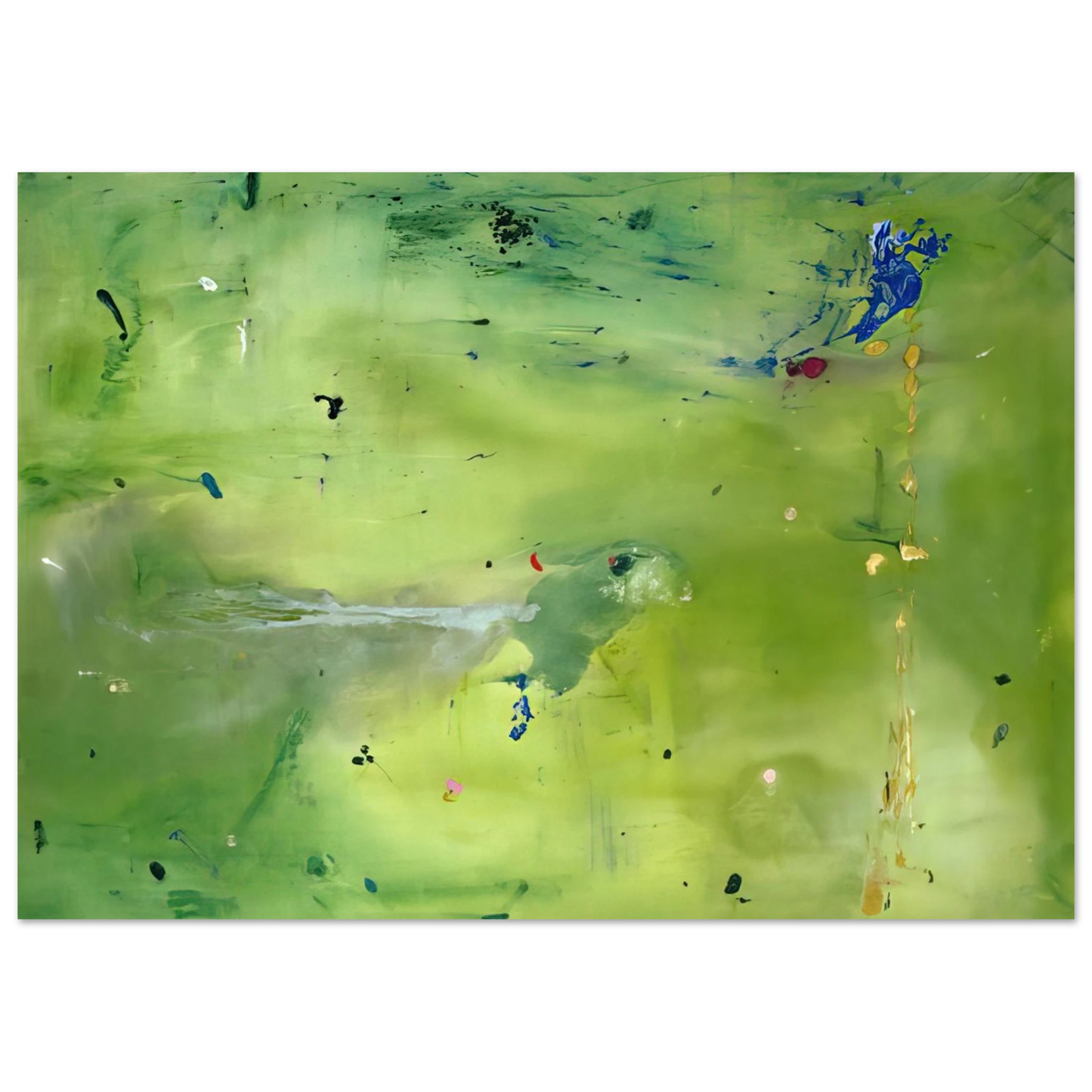 Helen Frankenthaler - A Green Thought in a Green Shade - 1981 Wall art - 27x35 cm / 11x14 Inches - Premium Wooden Framed Poster With Fine Art Paper - Wood frame
