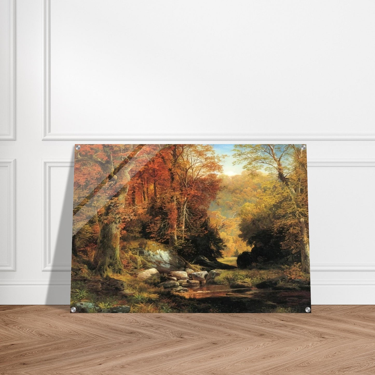 Cresheim Glen, Wissahickon, Autumn - Thomas Moran Acrylic Print - 70x100 cm / 28x40″ inches | Thomas Moran Wall Art | Thomas Moran Prints