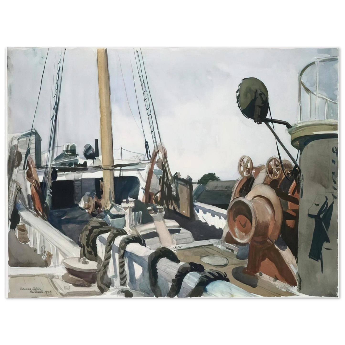 Edward Hopper - Deck of a Beam Trawler, Gloucester Fine Art Poster - 13x18 cm / 5x7 inches