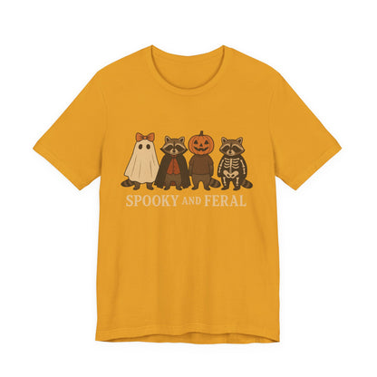 Spooky Raccoon Shirt, Funny Halloween Graphic Tee, Cute Vintage Fall T-Shirt, Trendy Womens Halloween Shirt, Feral Raccoon Tee