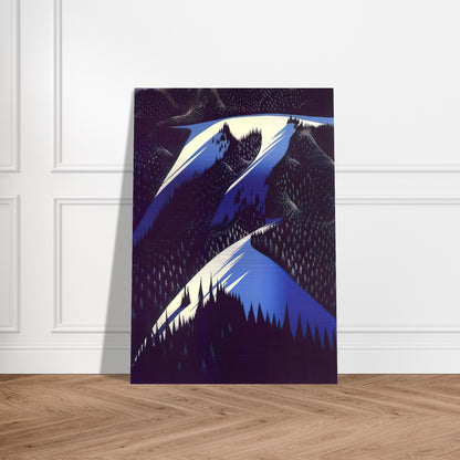 Black Evergreen Forest - Eyvind Earle Brushed Aluminum Print - 70x100 cm / 28x40 inches | Eyvind Earle Aluminum Print | Eyvind Earle Prints