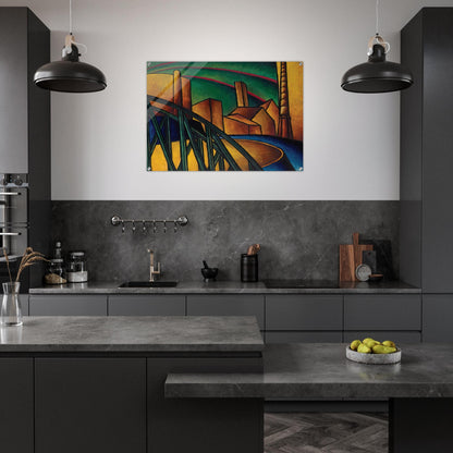 Landscape with Bridge at Óbuda Hajógyár - Laszlo Moholy-Nagy Acrylic Print - 70x100 cm / 28x40″ inches