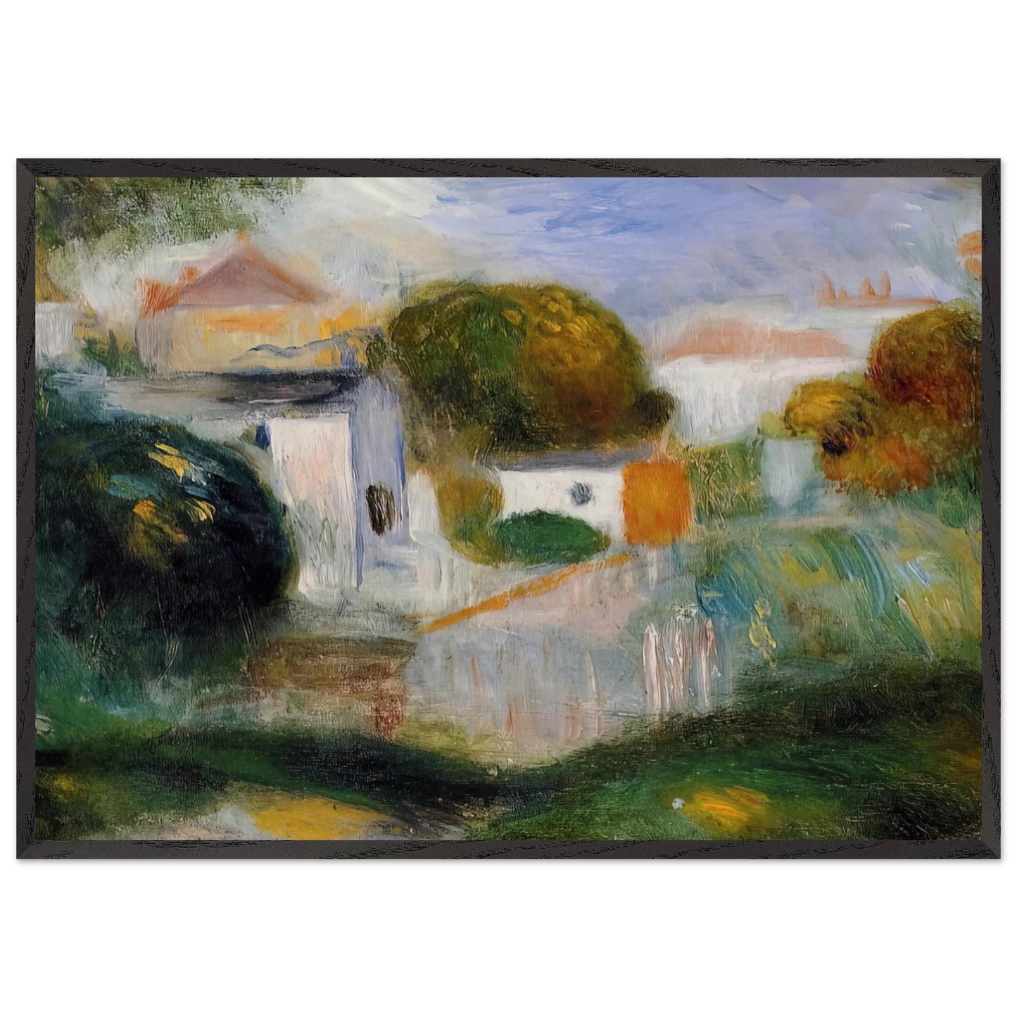 Houses in the Trees - Pierre-Auguste Renoir Framed Art Print – Black Wooden Frame - Default Title - -Framed Art Print