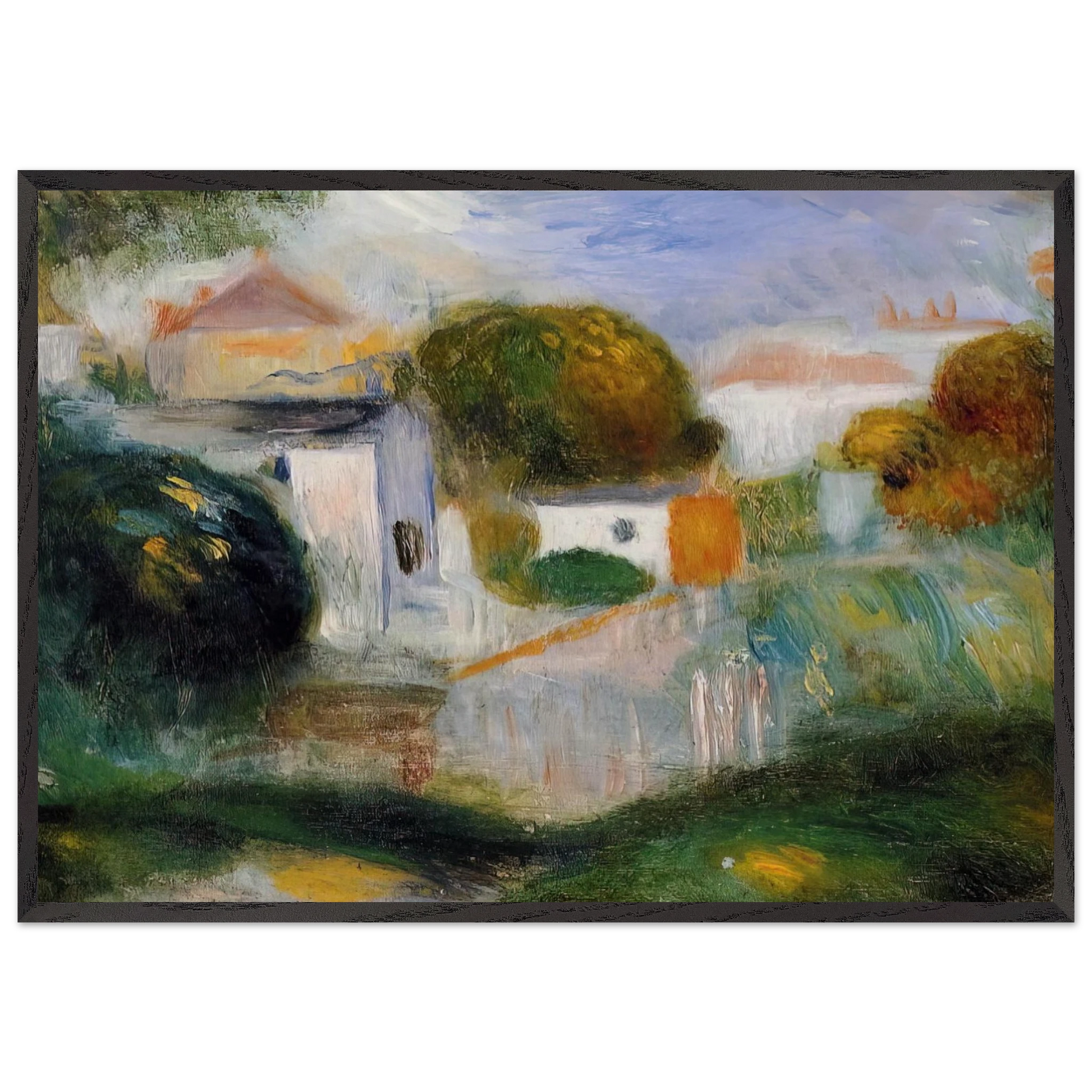 Houses in the Trees - Pierre-Auguste Renoir Framed Art Print – Black Wooden Frame - Default Title - -Framed Art Print