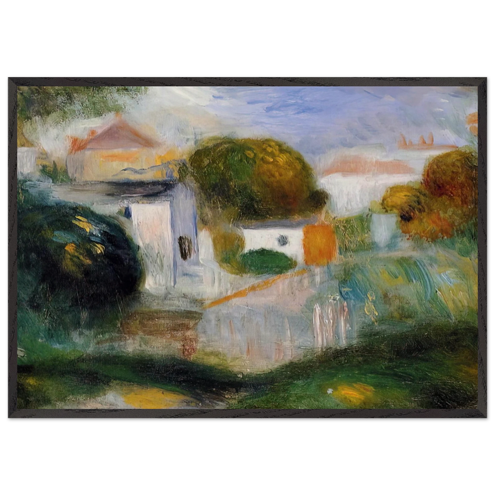 Houses in the Trees - Pierre-Auguste Renoir 70x100 cm / 28x40 inches Framed Art Print – Black Wooden Frame