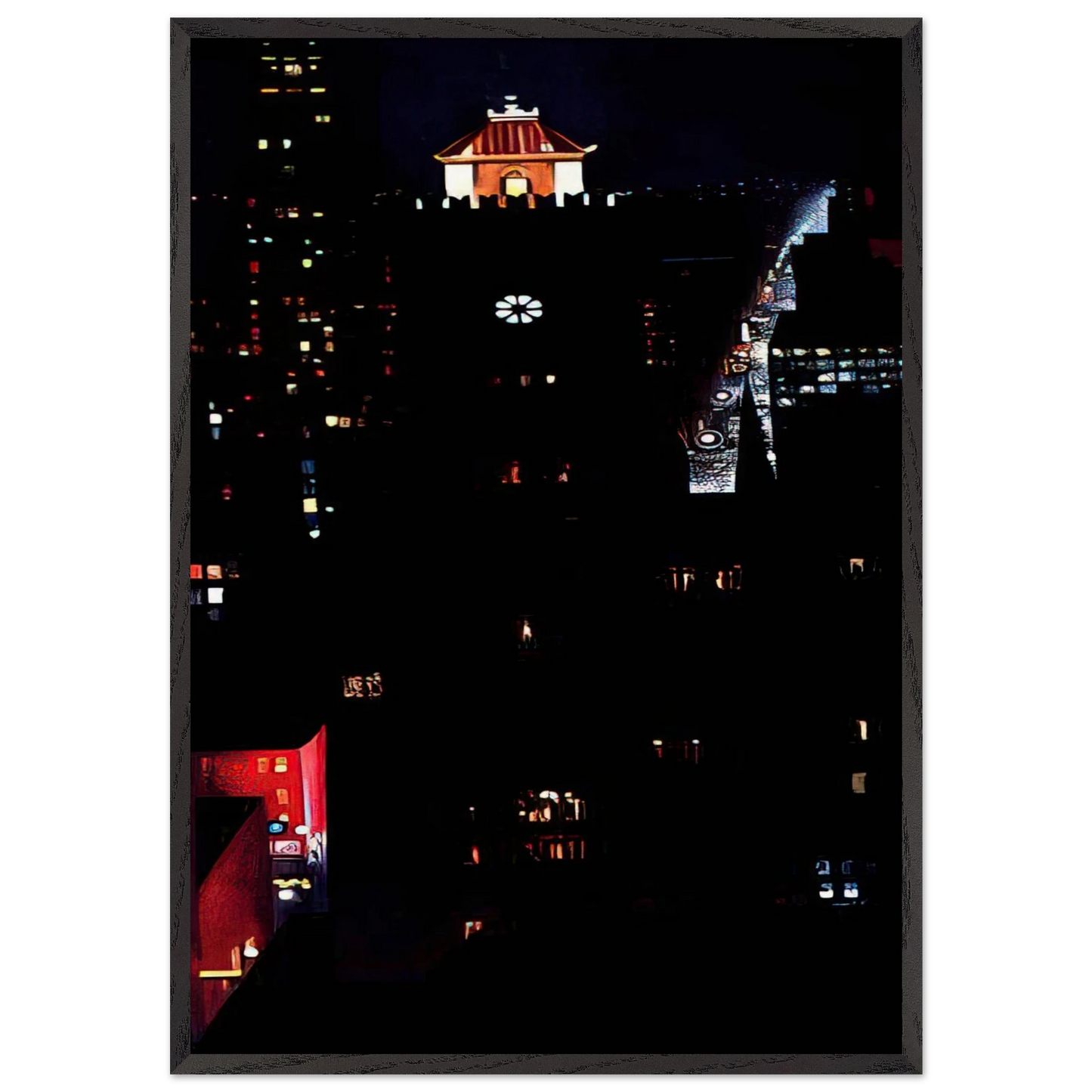 New York Night - Georgia OKeeffe 70x100 cm / 28x40 inches Framed Art Print – Black Wooden Frame